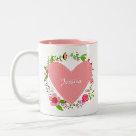 Ditt namn i Heart & Flowers mugg