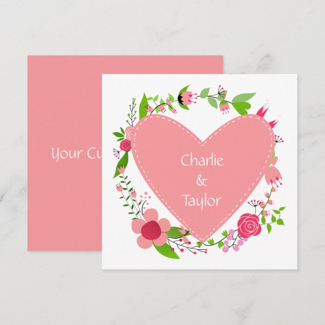 Ditt namn i hjärt-anpassningsbar-inbjudningar inbjudningar (Fram/baksida)