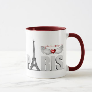 Ditt namn i Paris Eiffel Torn Heart Angel Vingar Mugg
