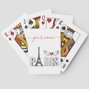 Ditt Namn i Paris Eiffeltornet Hjärta Änglavingar Casinokort