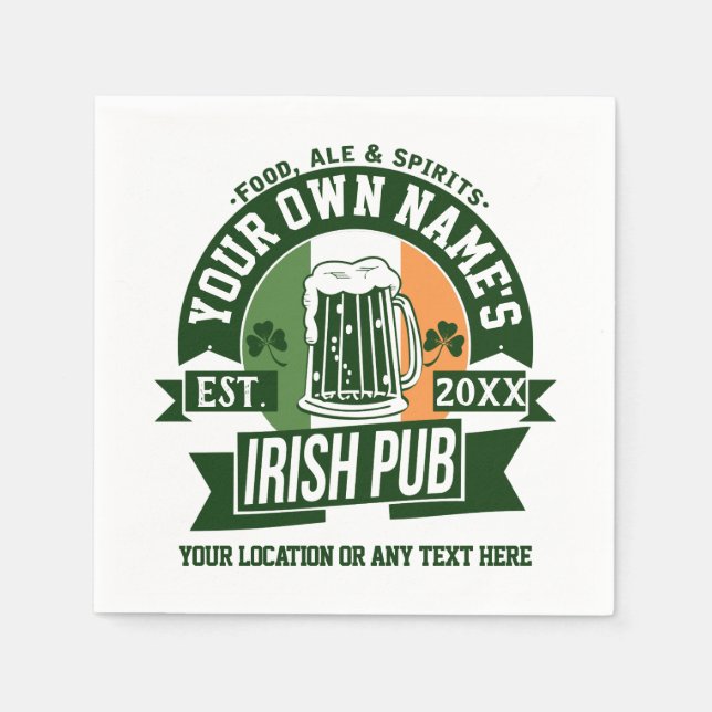 Ditt namn Irish Pub | Anpassa St patrick's day Pappersservett (Framsidan)