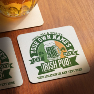 Ditt namn Irish Pub   St patricks day för Personli Underlägg Papper Kvadrat