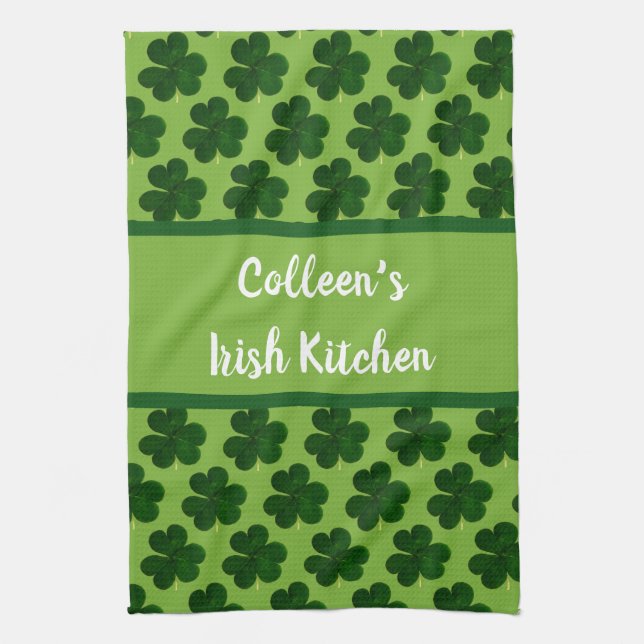 Ditt Namn Irländska köket St. Patrick's Day Kökshandduk (Vertikal)