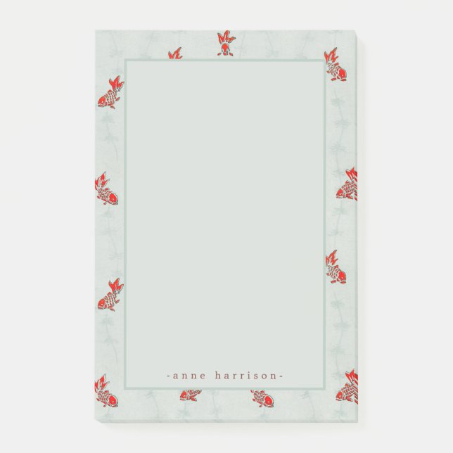 Ditt namn Japanska träblock Goldfish Koi Post-it Block (Framsida)