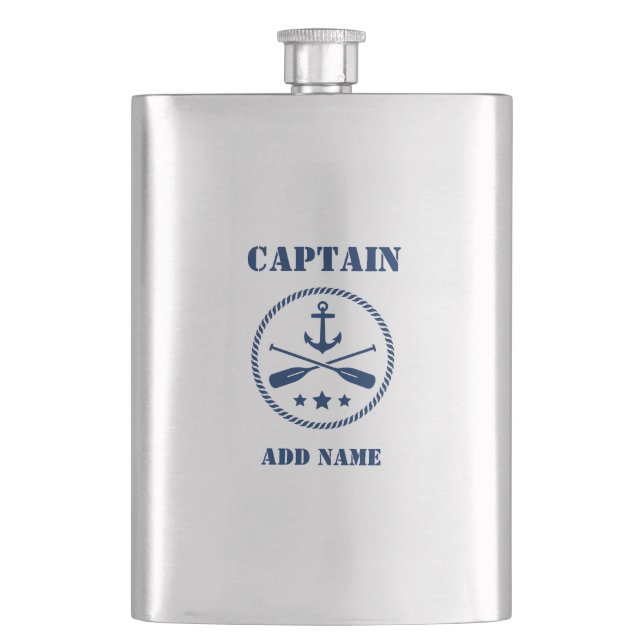 Ditt namn Kapten Flask Anchor & Oars Fickplunta (Framsidan)