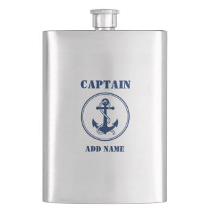 Ditt namn Kapten Flask Anchor & Rope Fickplunta