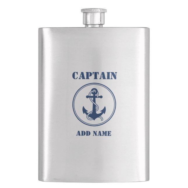 Ditt namn Kapten Flask Anchor & Rope Fickplunta (Framsidan)