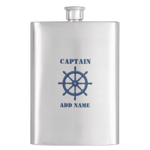 Ditt namn Kapten Flask-Fraktaser Hjulhjälm Fickplunta