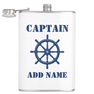 Ditt namn Kapten Flask Fraktass Hjulhjälm Fickplunta