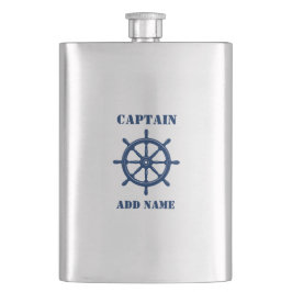 Ditt namn Kapten Flask Fraktass Wheel Helm Navy Fickplunta