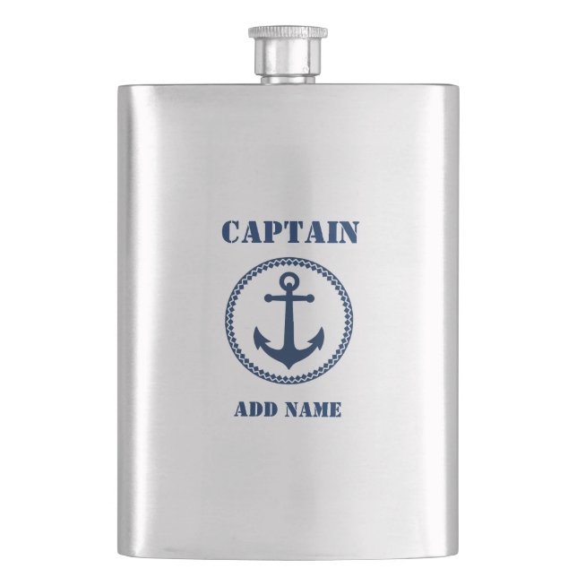 Ditt namn Kapten Flask Sea Anchor Fickplunta (Framsidan)