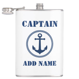 Ditt namn Kapten Flask Sea Anchor White Fickplunta