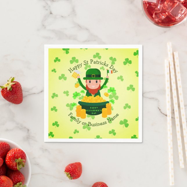 Ditt Namn Meddelande St Patricks Dag Leprechaun Gu Pappersservett (Insitu)