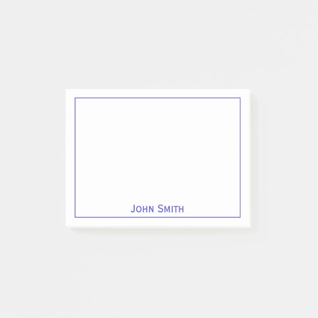 Ditt namn: Minimalistisk blått/vitt Post-it Block (Framsida)