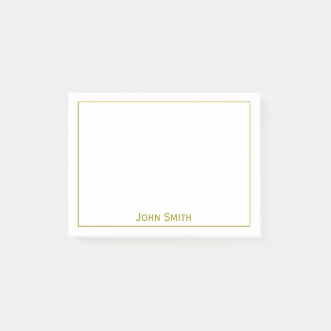 Ditt namn: Minimalistisk Guld/vit Post-it Block (Framsida)