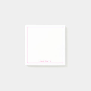 Ditt namn: Minimalistisk Rosa/vit Post-it Block