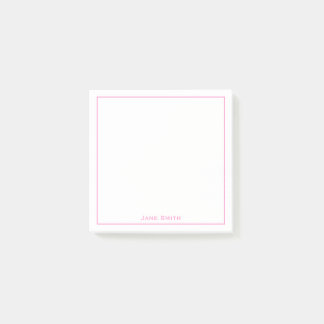 Ditt namn: Minimalistisk Rosa/vit Post-it Block