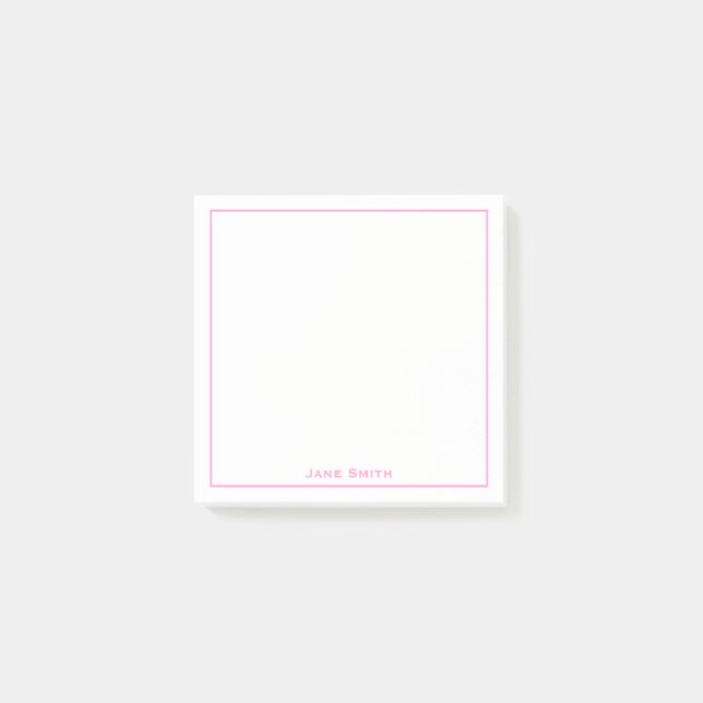 Ditt namn: Minimalistisk Rosa/vit Post-it Block (Framsida)