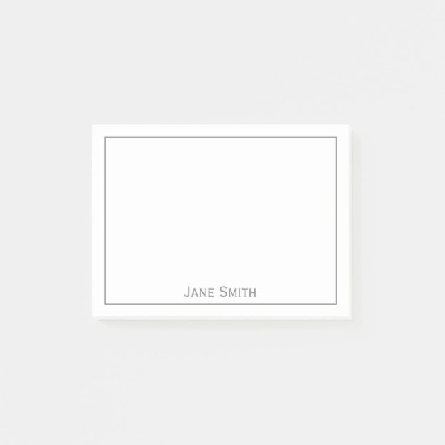 Ditt namn: Minimalistiskt Grått/vitt Post-it Block (Framsida)
