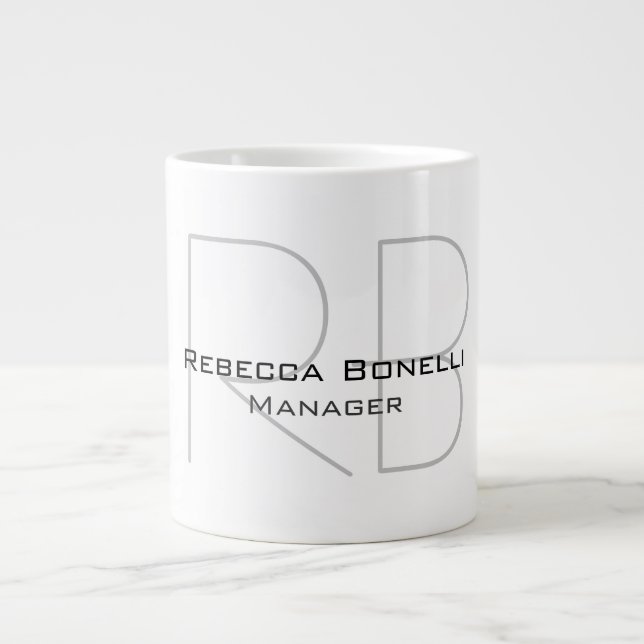 Ditt namn Monogram din titel Modern Jumbo Mugg (Framsidan)