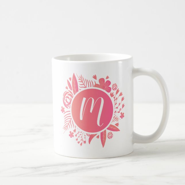 Ditt namn | Monogram för Blommigt Kaffemugg (Höger)