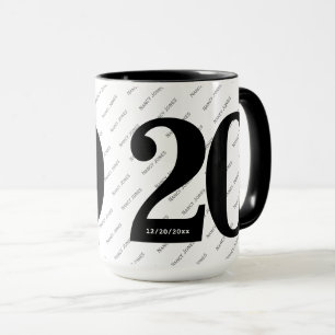 Ditt namn Mönster - fet nummer 20 - svartvitt Mugg