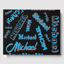 Ditt namn mönster mongram blå svart färg