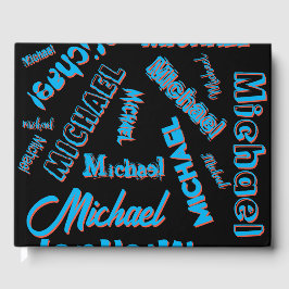 Ditt namn mönster mongram blå svart färg gästböcker