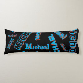 Ditt namn mönster mongram blå svart färg kroppskudde