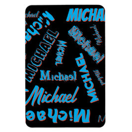 Ditt namn mönster mongram blå svart färg magnet