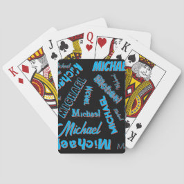 Ditt namn mönster monogram blå röd svart färg casinokort