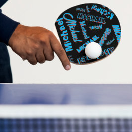 Ditt namn mönster monogram blå röd svart färg pingisracket
