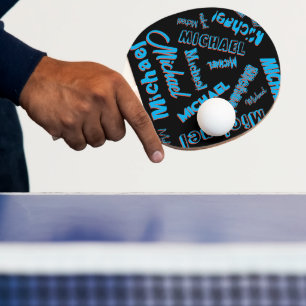 Ditt namn mönster monogram blå röd svart färg pingisracket