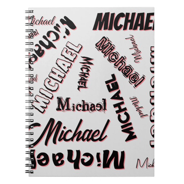 Ditt namn mönster monogram ro färg anteckningsbok (Framsidan)