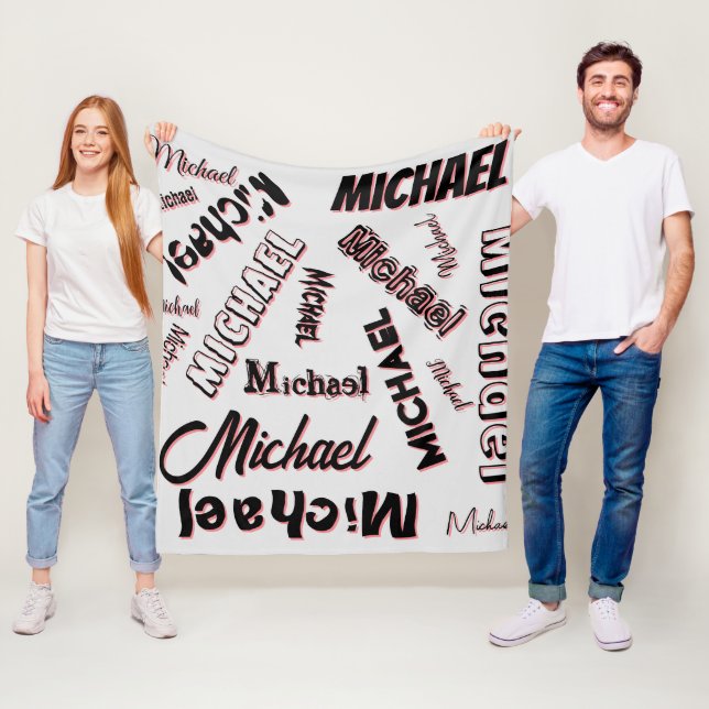 Ditt namn mönster monogram ro färg fleecefilt (På plats)