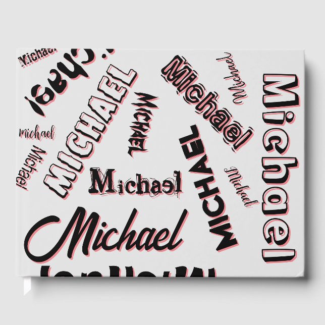 Ditt namn mönster monogram ro färg gästböcker (Framsida)