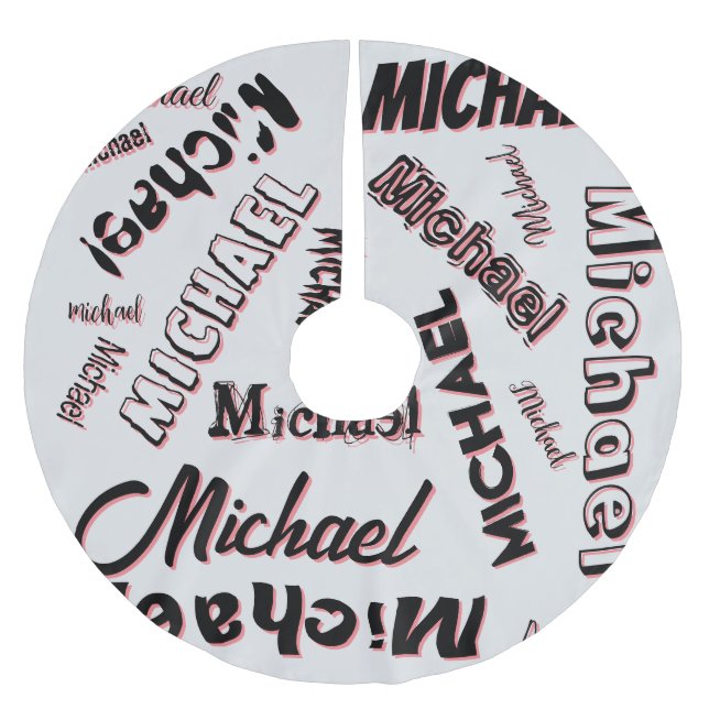 Ditt namn mönster monogram ro färg julgransmatta borstad polyester (Framsidan)