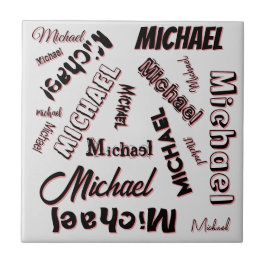 Ditt namn mönster monogram ro färg kakelplatta