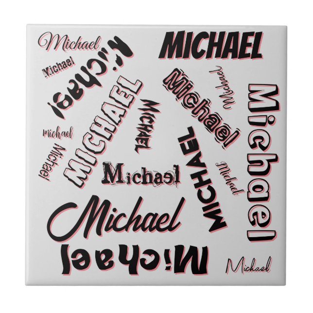 Ditt namn mönster monogram ro färg kakelplatta (Framsidan)