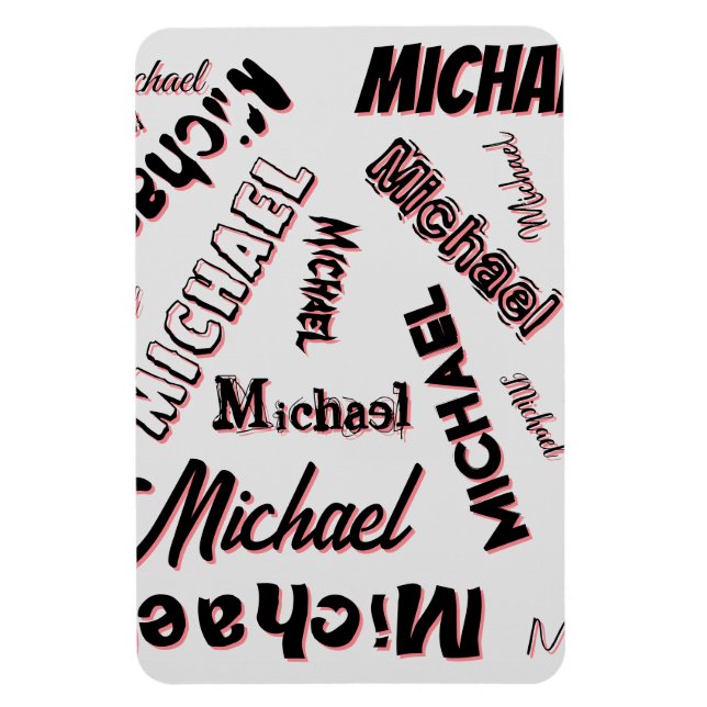 Ditt namn mönster monogram ro färg magnet (Vertikal)