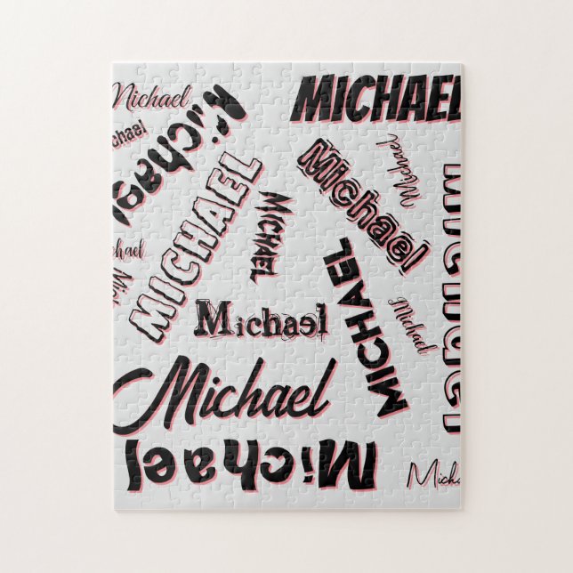 Ditt namn mönster monogram ro färg pussel (Vertikal)