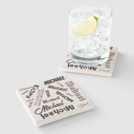 Ditt namn mönster monogram ro färg stenunderlägg