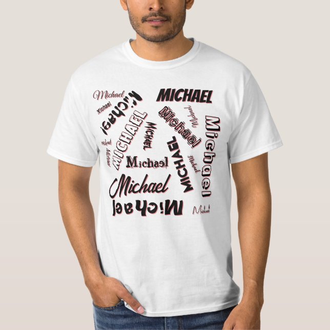 Ditt namn mönster monogram ro färg t shirt (Framsida)