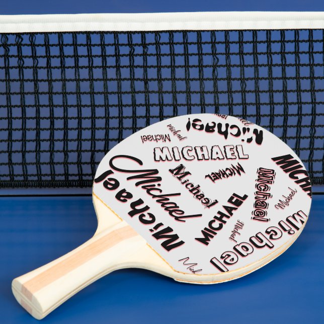 Ditt namn mönster monogram ros färg skugga pingisracket (Insitu)
