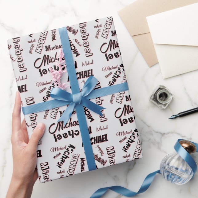 Ditt namn mönster monogram ros färg skugga presentpapper (Gifting)