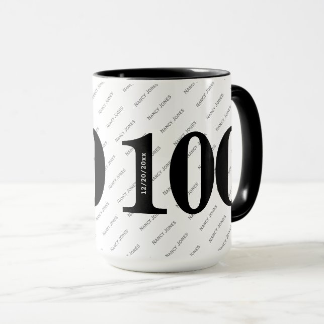 Ditt namn Mönster - svartvitt - fetstil 100 Mugg (Framsida höger)