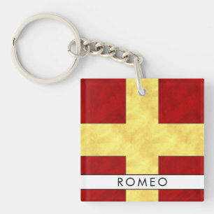 Ditt namn + Nautical Signal Flagga R Romeo