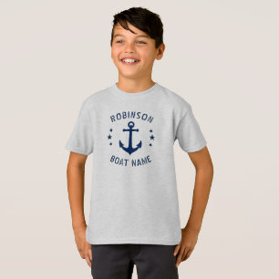 Ditt namn och din Vintage Anchor Stars Blue & Gråt T Shirt