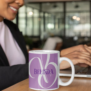 Ditt namn och första Lavender Lila Grått Kaffemugg