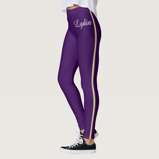 Ditt namn och Guld School Rand Leggings (Vänster)